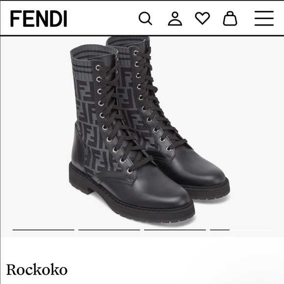 Fendi Rockoko Black Combat Boot - Picture 2 of 3